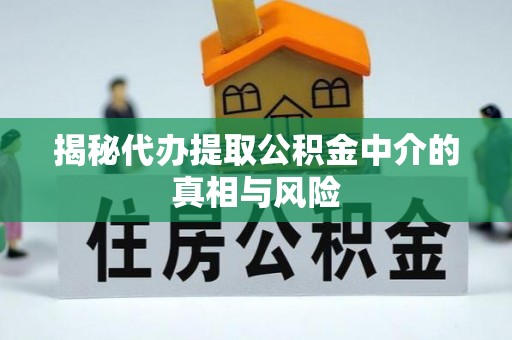 怀宁揭秘代办提取公积金中介的真相与风险